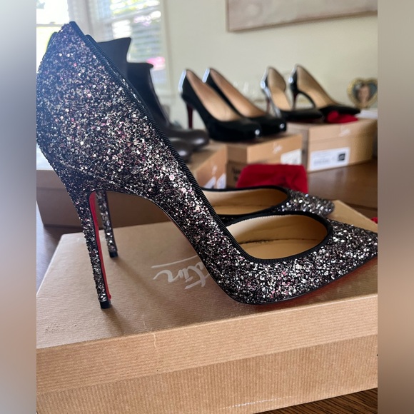 Christian Louboutin Iriza 100 Rose Glitter Pump Size 38 - Picture 3 of 3